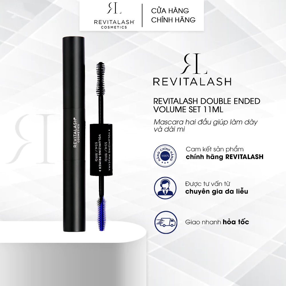 Mascara hai đầu giúp làm dày và dài mi Revitalash Double Ended Volume Set