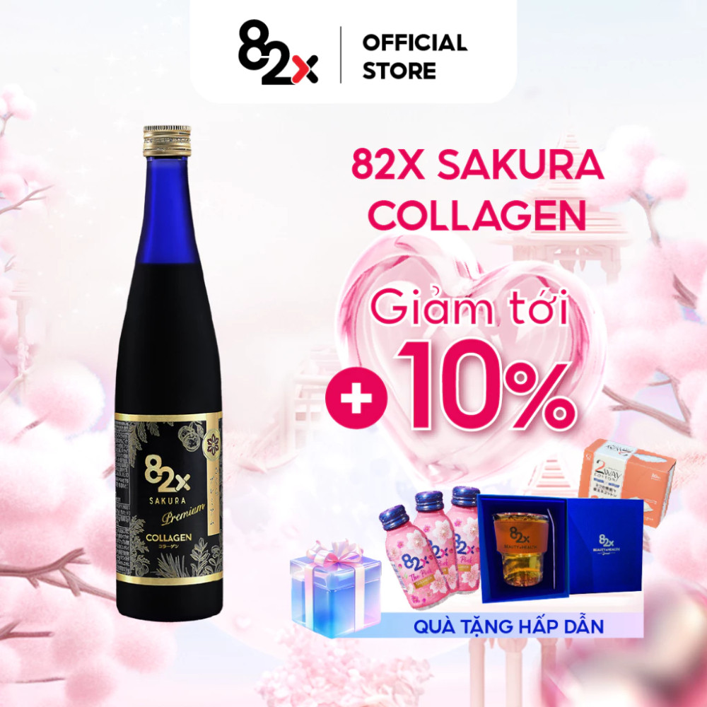 Nước Uống Collagen 82X SAKURA COLLAGEN PREMIUM Trẻ Hoá Da, Ngừa Lão Hoá, Đẹp Dáng