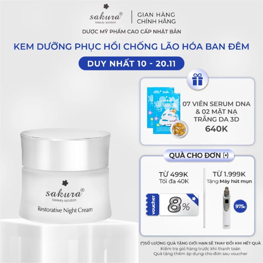 Kem Dưỡng Phục Hồi Da Chống Lão Hoá Ban Đêm Sakura Restorative Night Cream