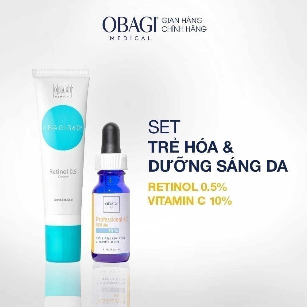 Bộ đôi Obagi tái tạo và dưỡng sáng da Retinol 0.5 và Professional-C 10%