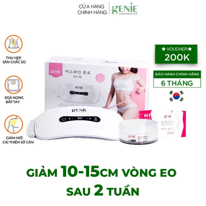 Combo máy massage bụng Genie Sline Pro + Gel tan mỡ Sauna Belly