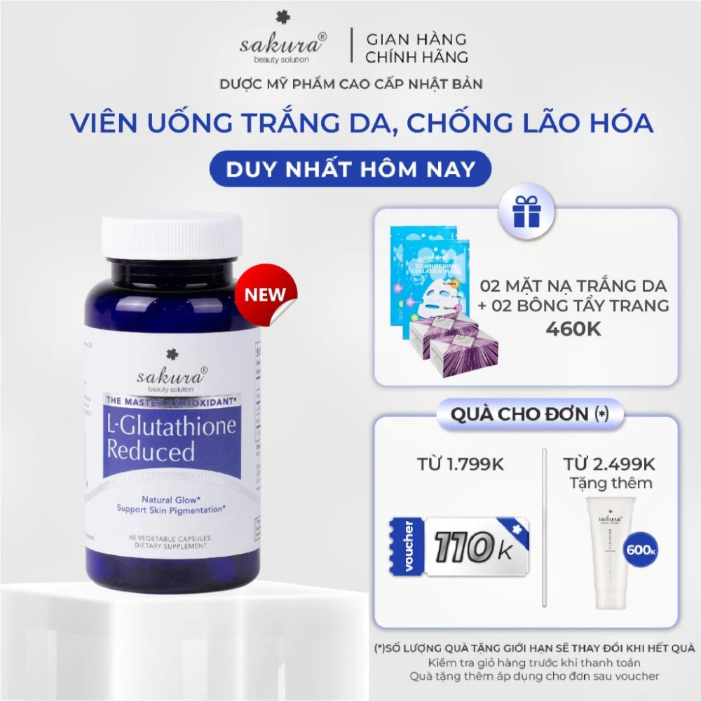 Viên uống trắng da chống lão hóa Sakura L - Glutathione Reduced