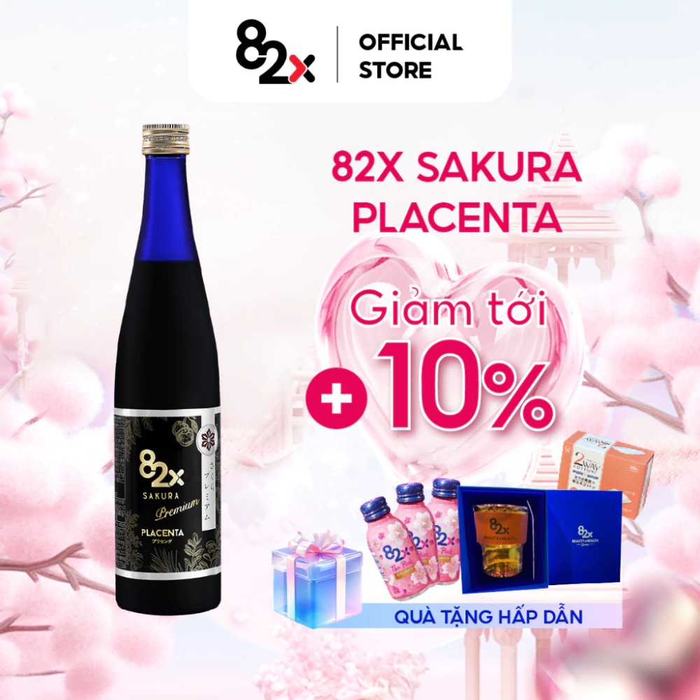 Nước Uống 82X SAKURA PLACENTA PREMIUM Cân Bằng Nội Tiết, Sáng Đều Màu Da