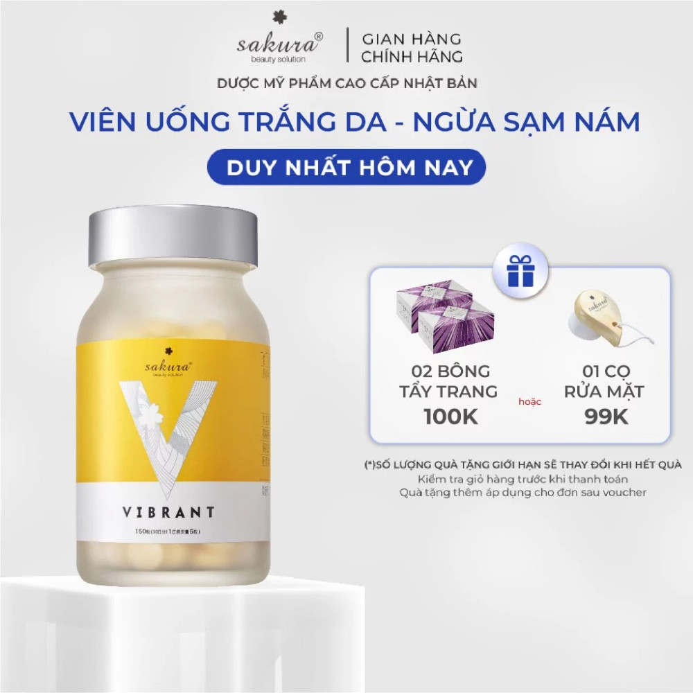 Viên uống Sakura Vibrant trắng da, hạn chế sạm nám, đốm nâu