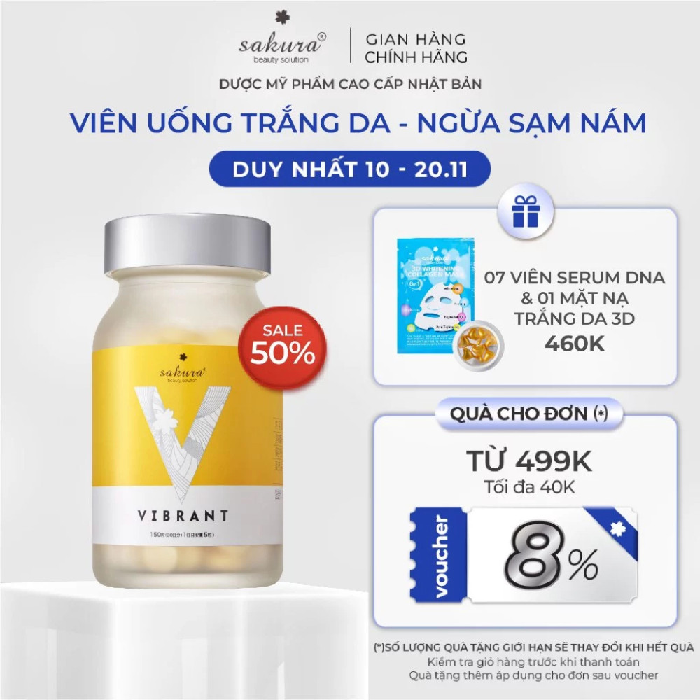 Viên Uống Trắng Da, Hạn Chế Sạm Nám, Đốm Nâu Sakura Vibrant