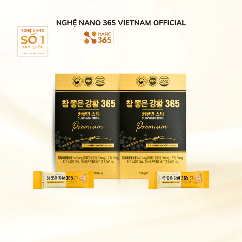 Combo 2 Hộp Thạch Nghệ Nano Curcumin 365 Premium (Mỗi Hộp 10 Thanh, Tổng 20 Thanh)