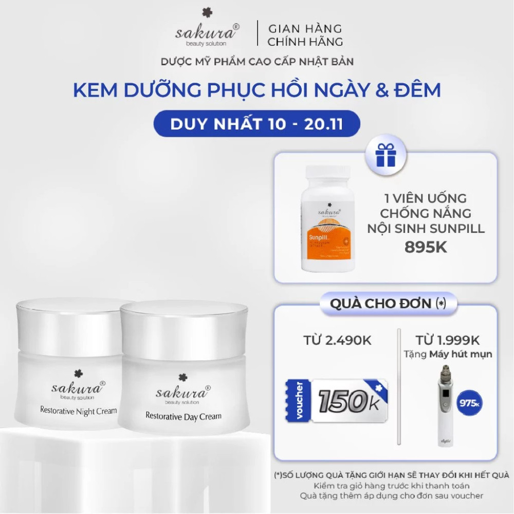 Bộ 2 kem dưỡng phục hồi ngày và đêm Sakura Restorative Cream