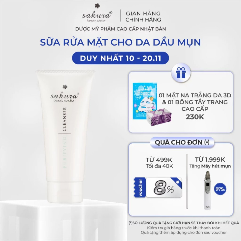 Sữa Rửa Mặt Cho Da Dầu Mụn Sakura Purifying Cleanser