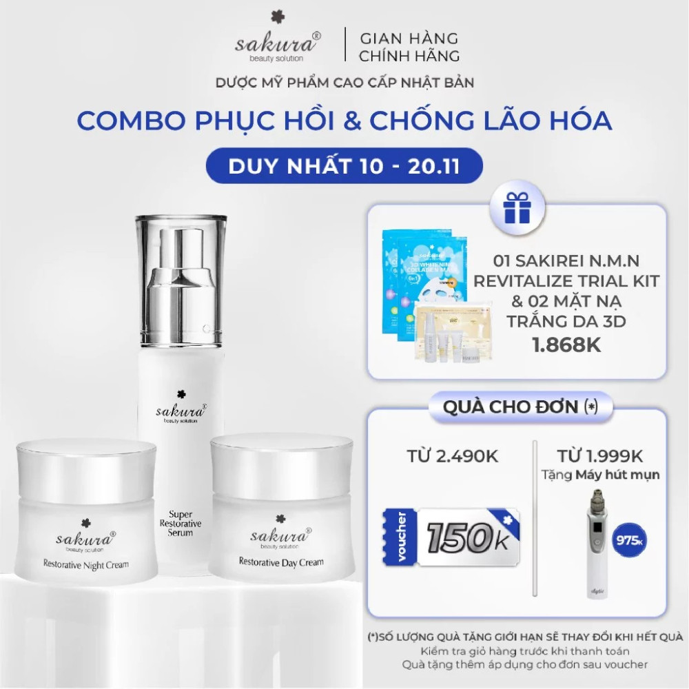 Bộ 3 Sản Phẩm Sakura Restorative Phục Hồi, Trẻ Hoá Làn Da