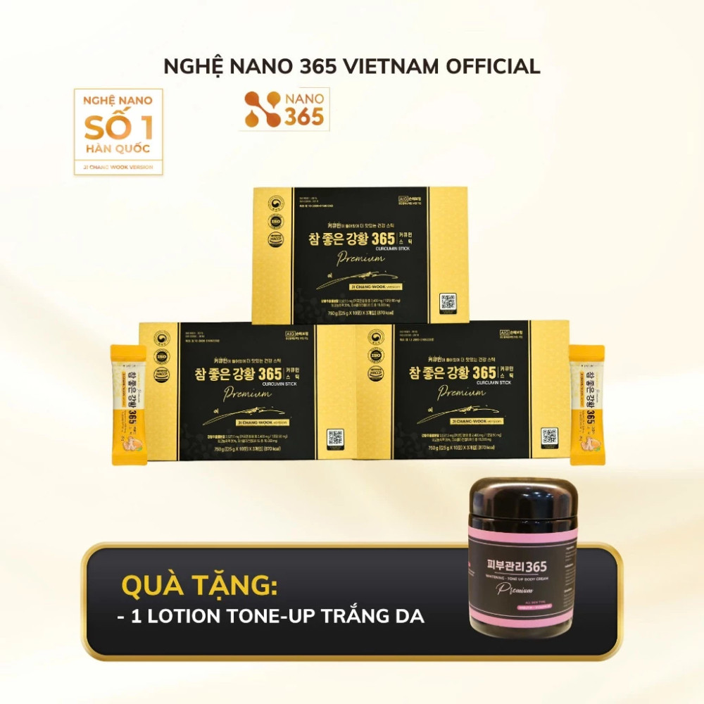 [TẶNG LOTION TRẮNG DA] Thạch Nghệ Nano Curcumin 365 Collagen Premium 3 Hộp lớn 30 thanh + QUÀ TẶNG